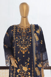 Bin Saeed Stitched 3 Piece Luxury Plain Cotton Vol-02 Collection-LF-1615-Blue